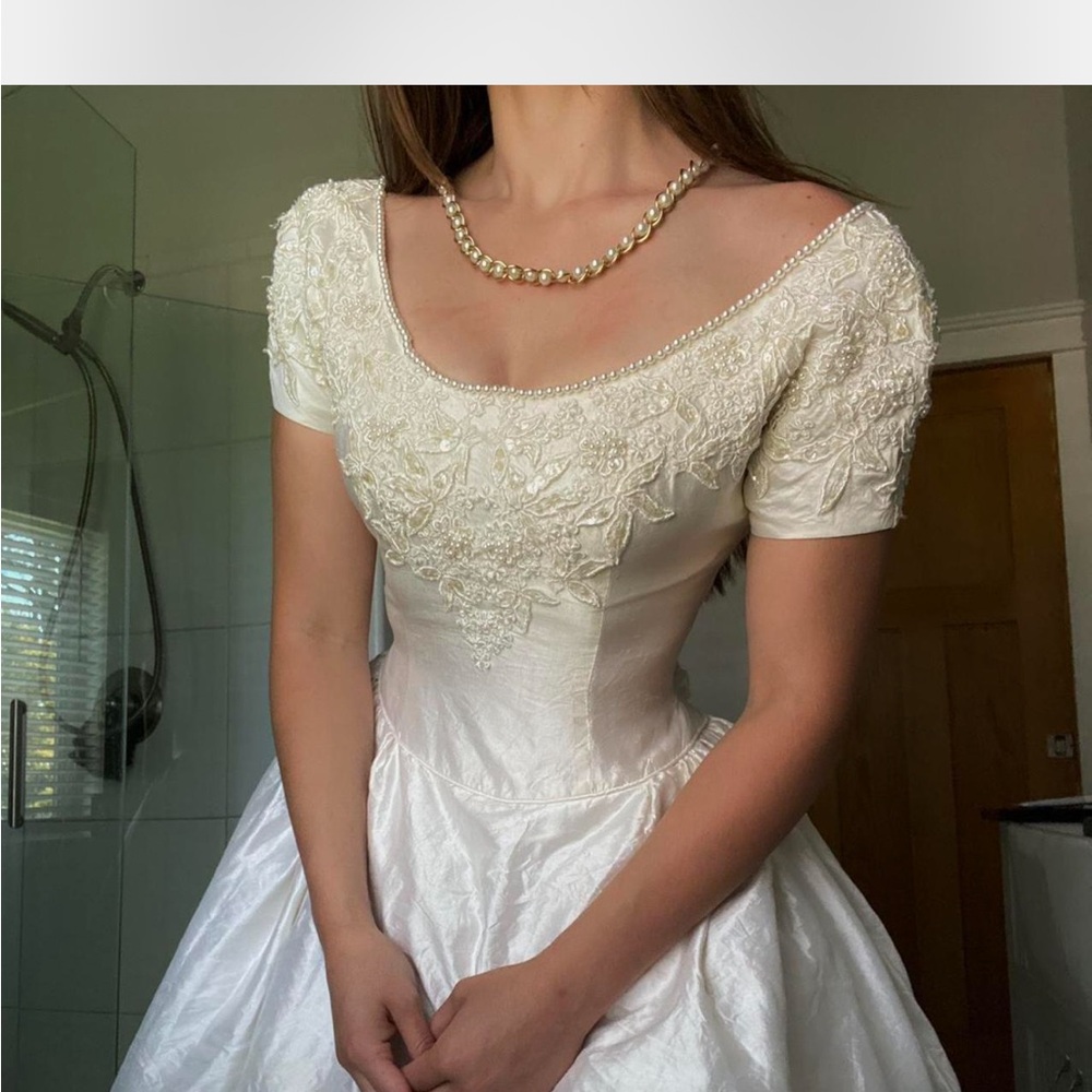 90’s Silk and pearl beaded wedding dress